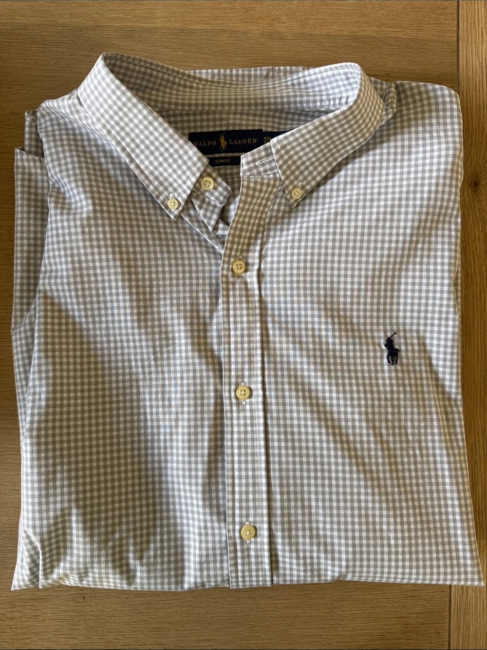 Men’s Ralph Lauren Light Gray Gingham Button-Down Shirt